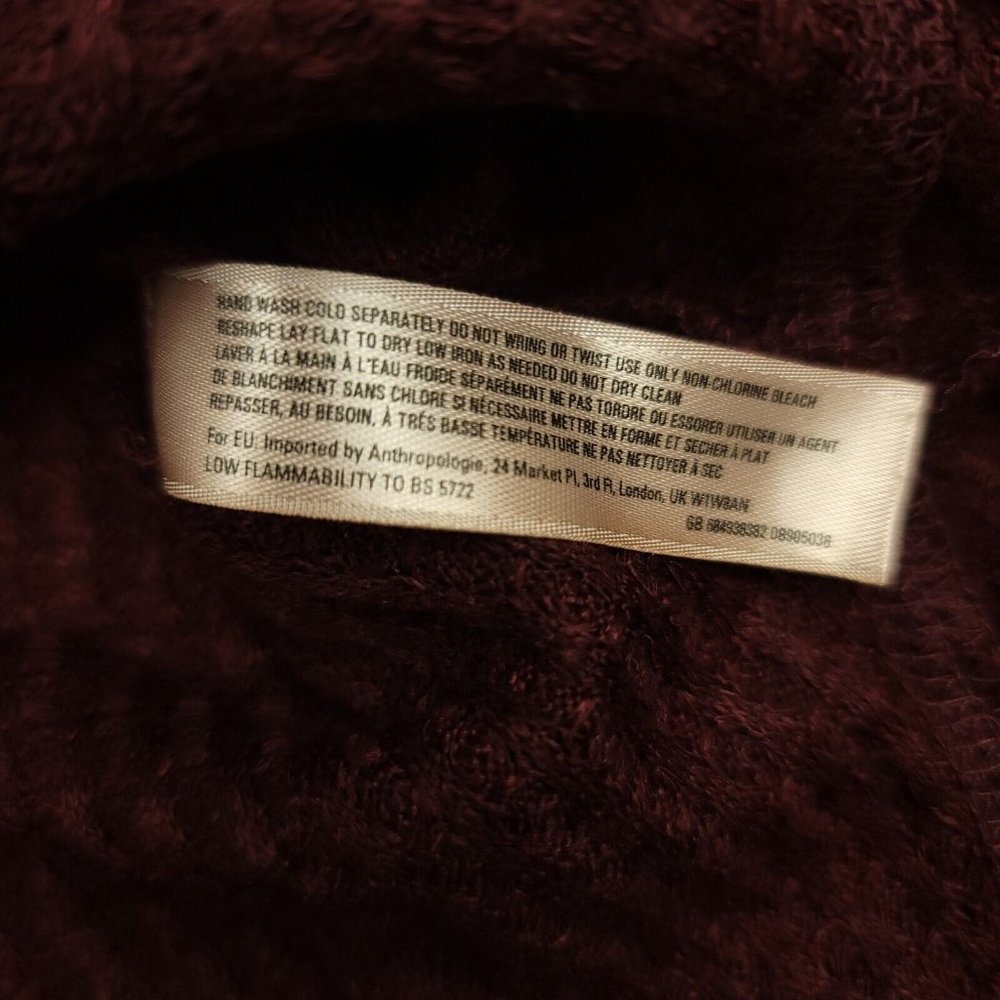 Anthropologie Saturday Sunday Womens XS Oversized Waffle Knit Tunic Top Maroon - Picture 7 of 12